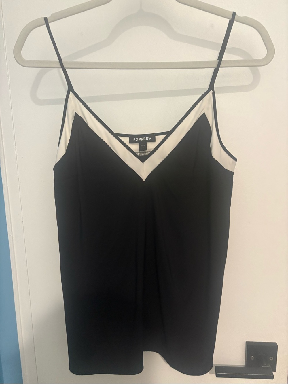 Express Black Camisole with Cream V-Trim